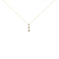 10K Yellow Gold 1/4 cttw Diamond Graduating 3 Stone Drop 18" Pendant Necklace