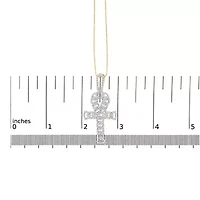 10K Yellow Gold 1.00 Cttw Ankh Cross Pendant -18" Inches