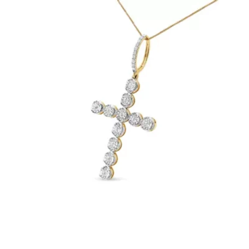 10K Yellow Gold 5/8 Cttw Diamond Cross Pendant for Men - NO CHAIN INCLUDED