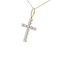 10K Yellow Gold 5/8 Cttw Diamond Cross Pendant for Men - NO CHAIN INCLUDED