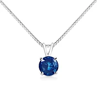 Lab Created 14K White Gold 1/2 Cttw Lab Grown Blue Diamond Solitaire Pendant Necklace - 18"