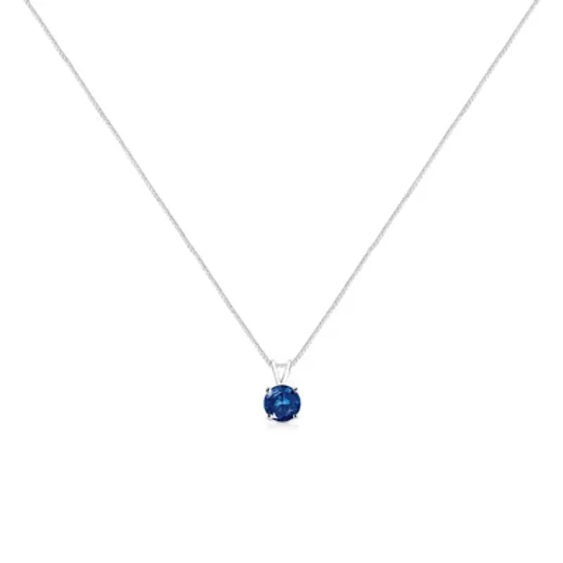 Lab Created 14K White Gold 1/2 Cttw Lab Grown Blue Diamond Solitaire Pendant Necklace - 18"