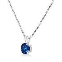 Lab Created 14K White Gold 1/2 Cttw Lab Grown Blue Diamond Solitaire Pendant Necklace - 18"