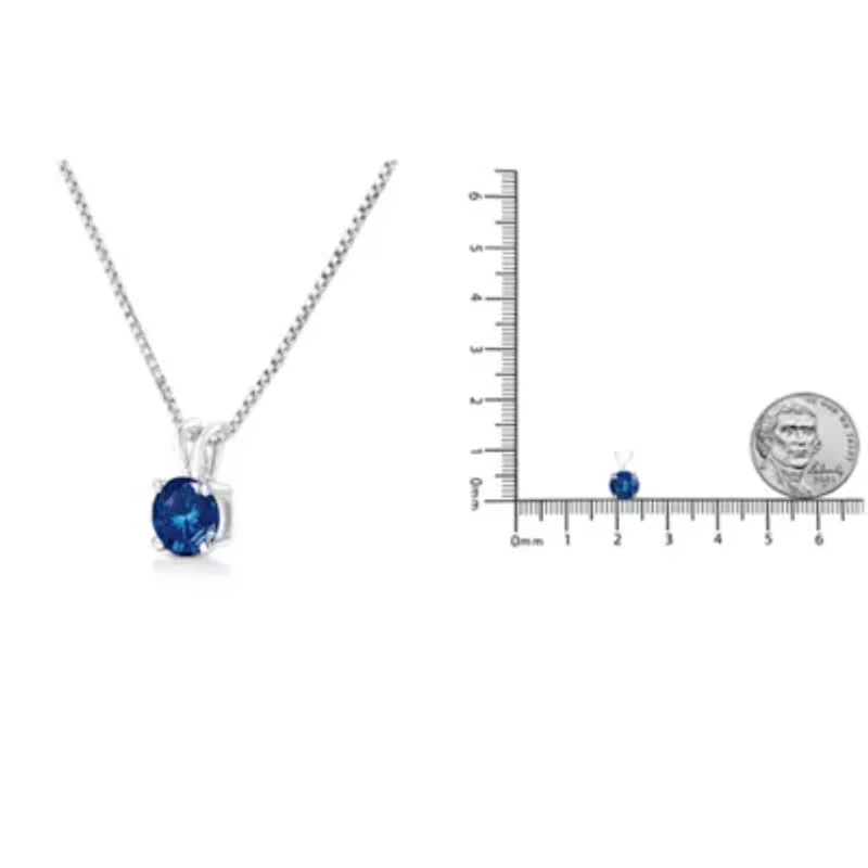 Lab Created 14K White Gold 1/2 Cttw Lab Grown Blue Diamond Solitaire Pendant Necklace - 18"