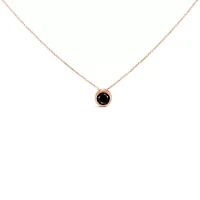 14K Rose Gold 3 1/2 Cttw Bezel-Set Black Diamond Solitaire Pendant Necklace - 18"