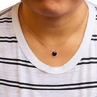 14K Rose Gold 3 1/2 Cttw Bezel-Set Black Diamond Solitaire Pendant Necklace - 18"