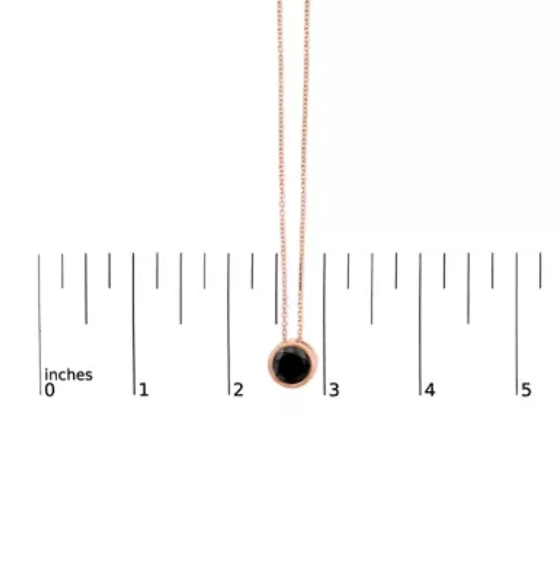 14K Rose Gold 3 1/2 Cttw Bezel-Set Black Diamond Solitaire Pendant Necklace - 18"