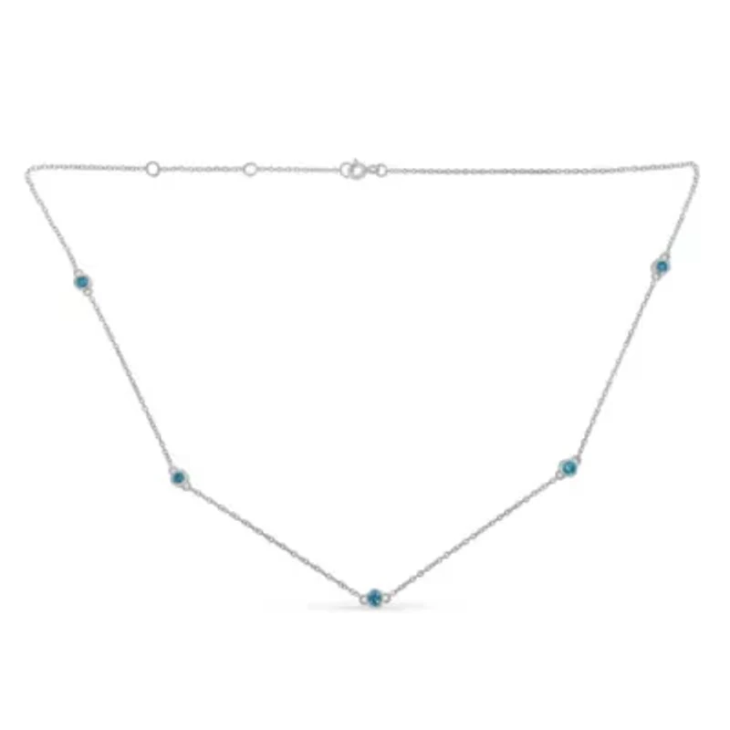 Sterling Silver Treated Diamond By Yard Necklace