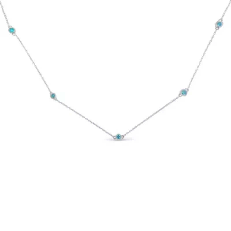 Sterling Silver Treated Diamond By Yard Necklace