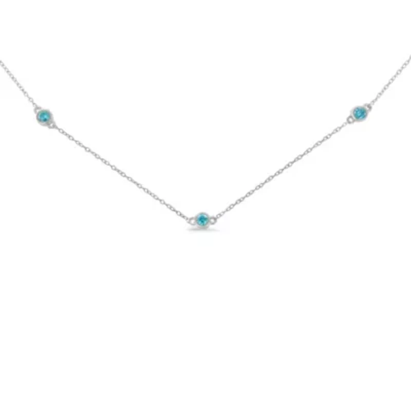 Sterling Silver Treated Diamond By Yard Necklace