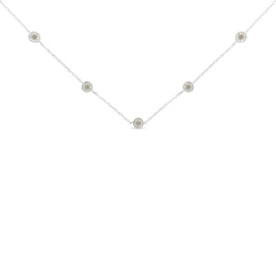 Sterling Silver Diamond Station Necklace