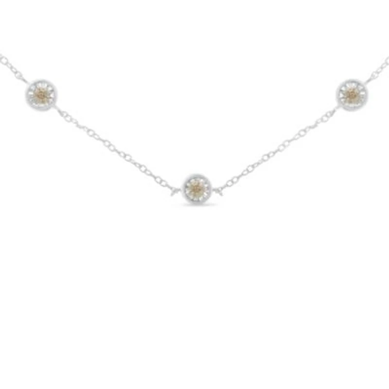 Sterling Silver Diamond Station Necklace