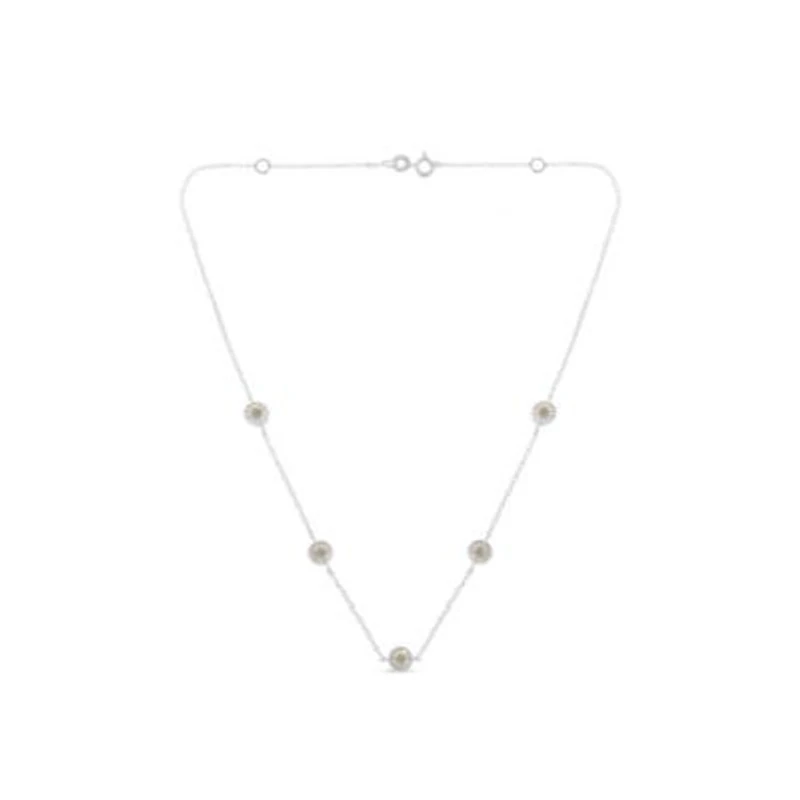 Sterling Silver Diamond Station Necklace