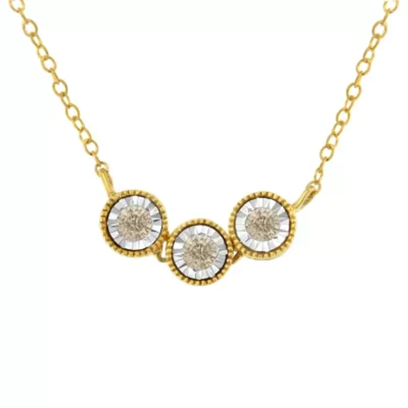Two-Toned Sterling-Silver Champagne Diamond 3 Stone Necklace