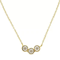 Two-Toned Sterling-Silver Champagne Diamond 3 Stone Necklace