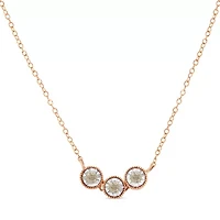 10K Gold Plated Silver 1/4 Cttw Champagne Diamond Triple Circle 18" Necklace