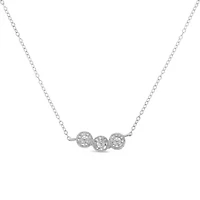 Sterling Silver Round Diamond Pendant Necklace