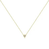 10K Yellow Gold Plated Silver 1/10 Cttw Diamond Heart Shape Pendant Necklace