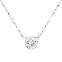 .925 Sterling Silver 1/2 Cttw Diamond Bezel 18" Pendant Necklace