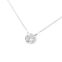 .925 Sterling Silver 1/2 Cttw Diamond Bezel 18" Pendant Necklace