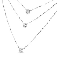 Silver 1/2 Cttw Round Diamond Medallion Multi-Strand Tri Pendant 18" Necklace