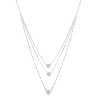 Silver 1/2 Cttw Round Diamond Medallion Multi-Strand Tri Pendant 18" Necklace