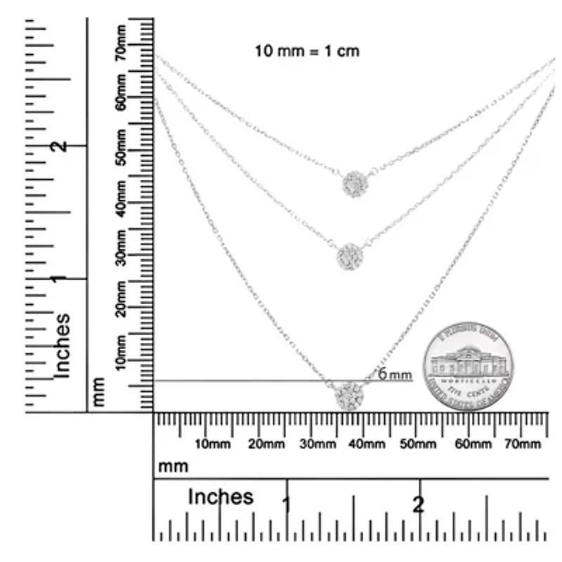 Silver 1/2 Cttw Round Diamond Medallion Multi-Strand Tri Pendant 18" Necklace