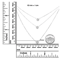 Silver 1/2 Cttw Round Diamond Medallion Multi-Strand Tri Pendant 18" Necklace