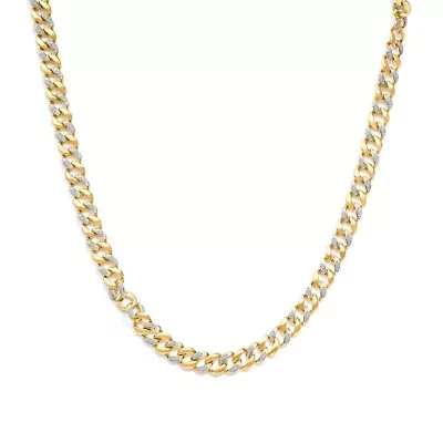 14K Yellow Gold Plated Silver 1.0 Cttw Diamond Cuban Link Necklace - 18" Inches