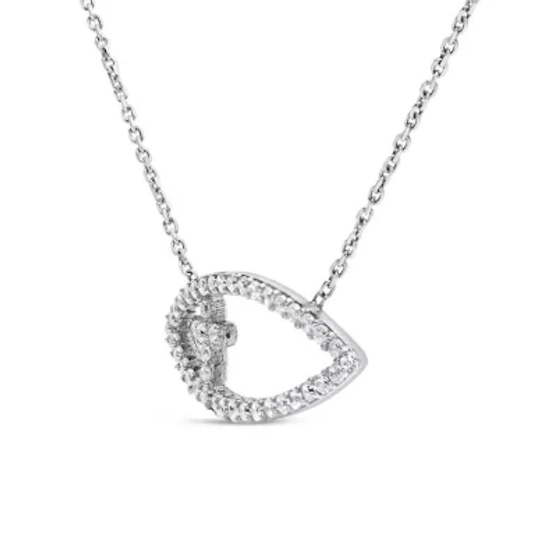 .925 Sterling Silver 1/2 Cttw Diamond Cross and Evil Eye 18" Inch Pendant Necklace