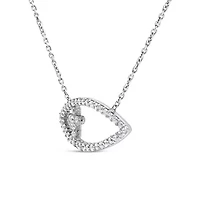 .925 Sterling Silver 1/2 Cttw Diamond Cross and Evil Eye 18" Inch Pendant Necklace