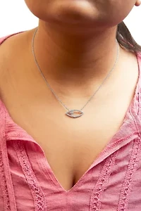 .925 Sterling Silver 1/2 Cttw Diamond Cross and Evil Eye 18" Inch Pendant Necklace