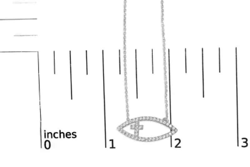 .925 Sterling Silver 1/2 Cttw Diamond Cross and Evil Eye 18" Inch Pendant Necklace