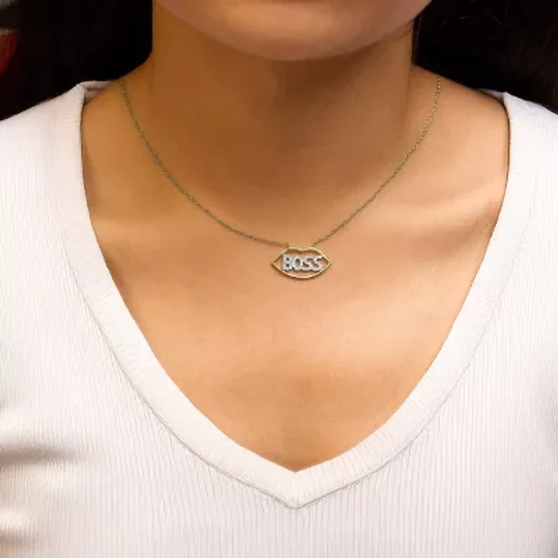 14K Yellow Gold Plated Silver 1/4 Cttw Diamond "Boss" Pendant Necklace - 18 Inch