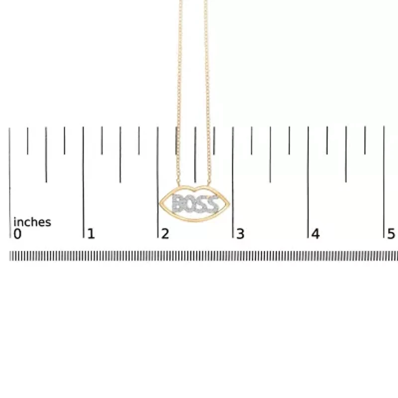 14K Yellow Gold Plated Silver 1/4 Cttw Diamond "Boss" Pendant Necklace - 18 Inch