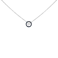 Silver 1/6 Cttw Blue Diamond Tree of Life and Circle 18" Pendant Necklace