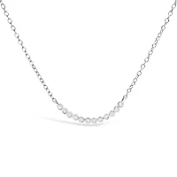 Silver Diamond Accent Curved Bar Necklace- 18"