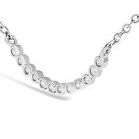 Silver Diamond Accent Curved Bar Necklace- 18"
