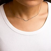 Silver Diamond Accent Curved Bar Necklace- 18"