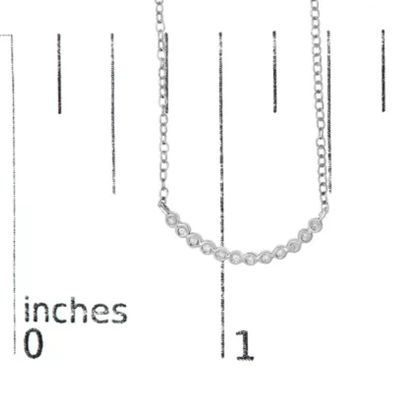 Silver Diamond Accent Curved Bar Necklace- 18"