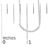 Silver Diamond Accent Curved Bar Necklace- 18"