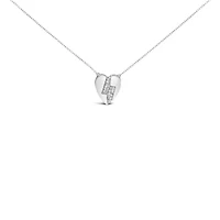 925 Sterling Silver 1/3 Diamond Heart and Lightning Bolt Pendant Necklace - Inches