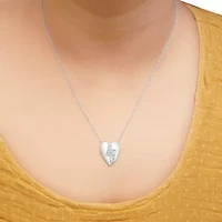 925 Sterling Silver 1/3 Diamond Heart and Lightning Bolt Pendant Necklace - Inches
