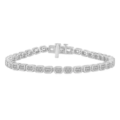 Lab Created 5 ct. t.w. Grown Diamond Emerald-Shaped Bezel-Set Tennis Bracelet 10K Gold