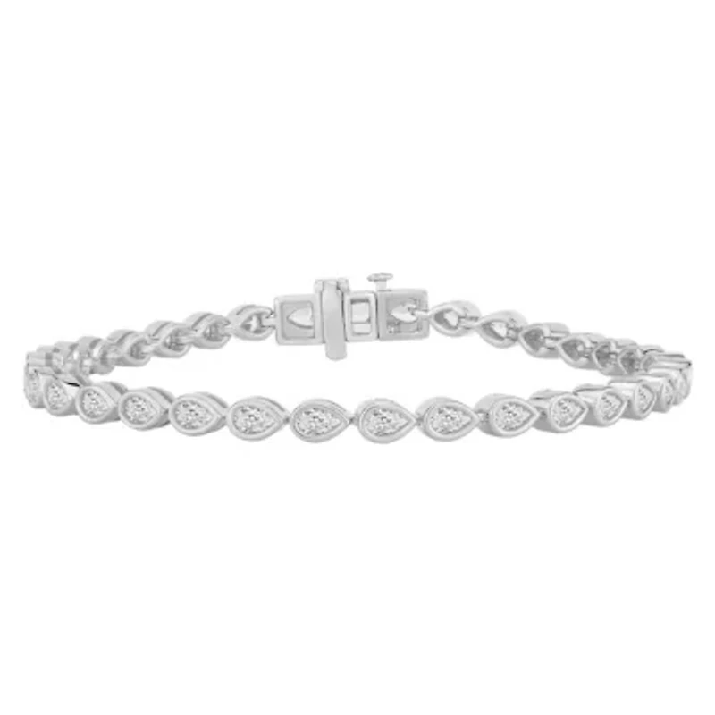 Lab Created 3 ct. t.w. Grown Diamond Pear-Shaped Bezel-Set Tennis Bracelet 10K Gold
