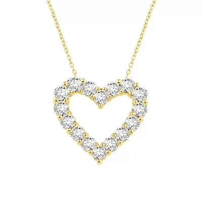 Lab Created ct. t.w. Lab Grown Diamond Heart Outline Pendant in 14K Gold