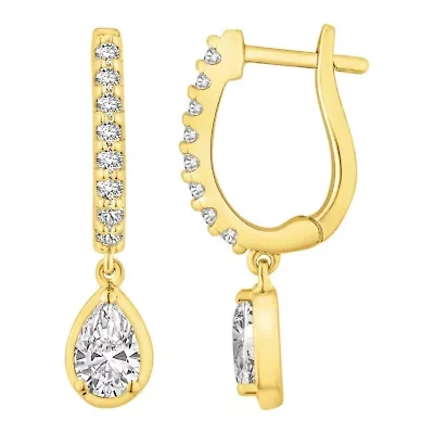 Lab Created 1 ct. t.w. Lab Grown Diamond Dangle Hoop Earrings in 10K Gold