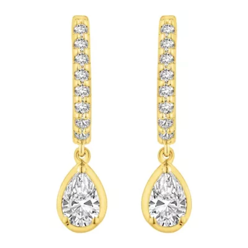 Lab Created 1 ct. t.w. Lab Grown Diamond Dangle Hoop Earrings in 10K Gold