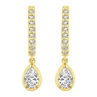 Lab Created 1 ct. t.w. Lab Grown Diamond Dangle Hoop Earrings in 10K Gold
