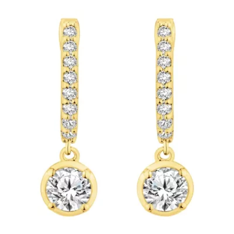 Lab Created 1 ct. t.w. Lab Grown Diamond Dangle Hoop Earrings in 10K Gold